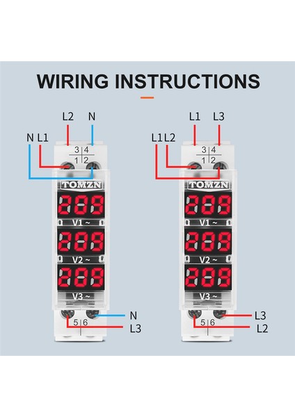 Tomzn Din Rayı 18MM Voltaj Ölçer Ac 40-500V Üç Faz Modüler Voltmetre Göstergesi LED Dijital Ekran Dedektörü, Beyaz (Yurt Dışından) modelleri