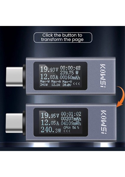 Kowsi Type-C Çok Function Dijital Ekran Ampermetre Güç Ölçer Dc 4-30V 12A Voltmetre Ammetre Kapasite Test Merkezi KWS-2301C (Yurt Dışından) fırsatları