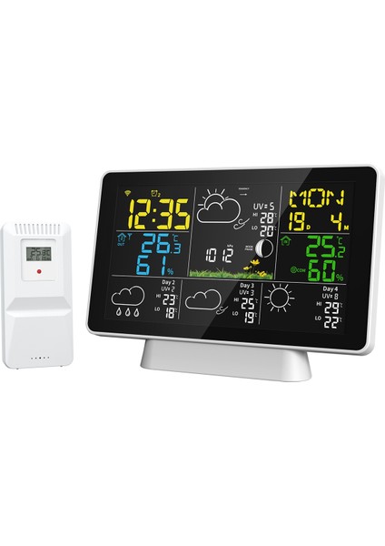 Tuya Wifi Hava Istasyonu 7.5inch Ekran Termometre Higometre Iç Mekan Açık Yağmur/rüzgar Göstergesi Hava Tahmini Us Fiş (Yurt Dışından)