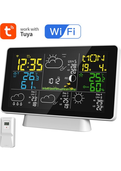 Tuya Wifi Hava Istasyonu 7.5inch Ekran Termometre Higometre Iç Mekan Açık Yağmur/rüzgar Göstergesi Hava Tahmini Us Fiş (Yurt Dışından) fırsatları