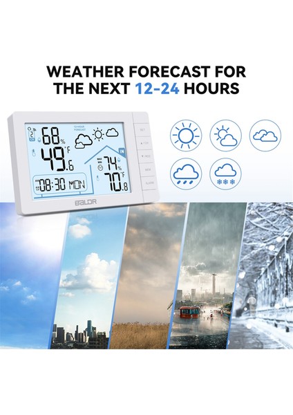 Kablosuz Sensörlü Baldr Kablosuz Hava Istasyonu Dcf Radyo Kontrollü Saat Iç/dış Mekan Termometresi Higometre Higometre (Yurt Dışından) modelleri