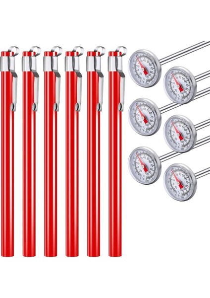 6pcs Paslanmaz Çelik Mutfak Termometresi Kırmızı 5 Inç Uzunluğunda 1 Inçlik Kadran Termometre Sütü Köpüren Gıda Termometresi (Yurt Dışından)