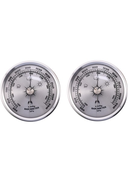 2x Ev Basınç Göstergesi Hava Istasyonu Metal Duvar Asma Barometre Atmosferik Çok Faklamlı Termometre Higometre (Yurt Dışından)