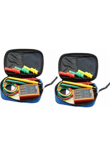 2x Yeni 3 Faz Dizisi Döndürme Test Cihazı Gösterge Dedektör Ölçer LED Buzzer Taşınabilir Pouch TD-LED02 (Yurt Dışından)