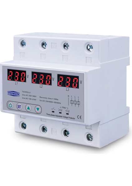 Tomzn Üç Faz Voltaj Koruyucu Üç ve Altında Ayarlanabilir Otomatik Kurtarma Koruyucu Cihaz Sıfırlama 63A 380V (Yurt Dışından) fiyatları