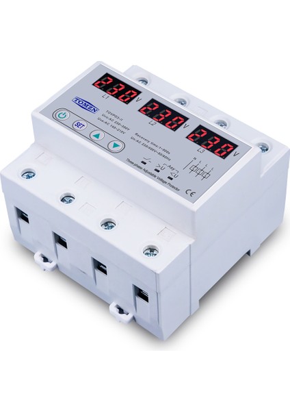 Tomzn Üç Faz Voltaj Koruyucu Üç ve Altında Ayarlanabilir Otomatik Kurtarma Koruyucu Cihaz Sıfırlama 63A 380V (Yurt Dışından) modelleri