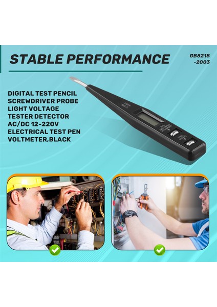Dijital Test Pencil Tornavida Probu Işık Voltaj Test Cihazı Dedektörü Ac/dc 12-220V Elektrik Test Kalemi Voltmetre, Siyah (Yurt Dışından) indirimleri