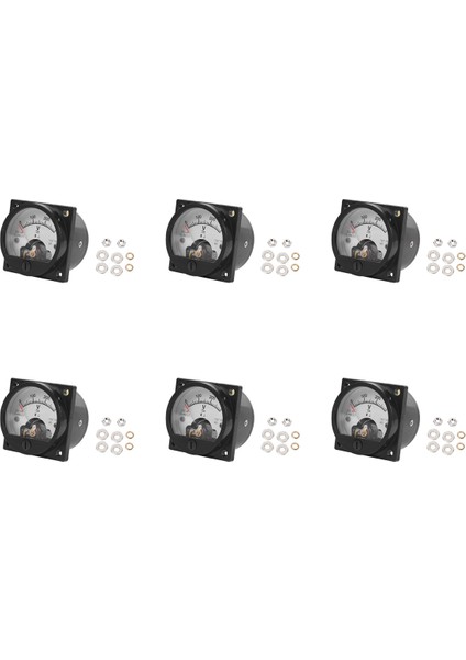 6x Ac 0-300V Yuvarlak Analog Arama Paneli Metre Voltmetre Gösterge Siyah (Yurt Dışından)