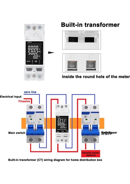Tuya Ac Dijital Ekran Akım ve Voltaj Metre Çok Function Rail Güç Faktörü Dijital Voltmetre 85-265V63A Dedektörü (Yurt Dışından) fiyatları