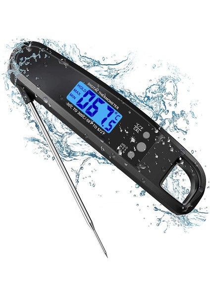 Anında Okuma Et Termometresi Izgara ve Pişirme, Arka Işık ve Kalibrasyonlu Su Geçirmez Termometre - Siyah (Yurt Dışından) fiyatları