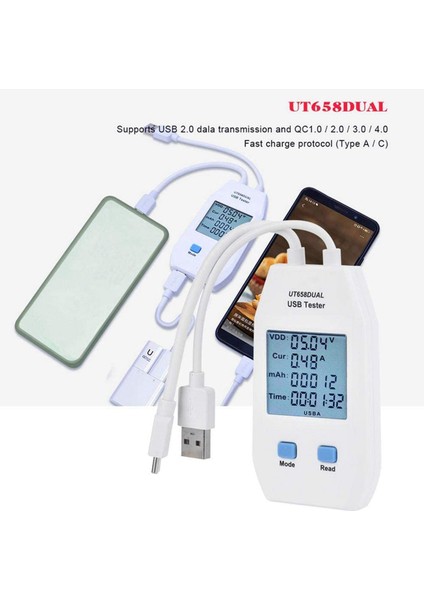 2x USB Test Cihazı, Unı-T LCD USB Test Cihazı Dedektörü Voltmetre Ampermetre Dijital Güç Kapasite Test Cihazı (UT658 Dual) (Yurt Dışından) indirimleri