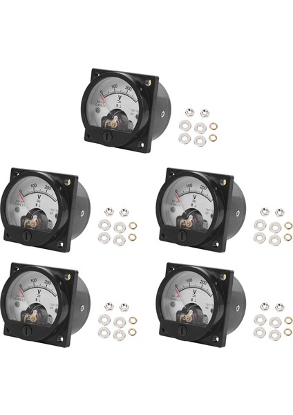 5x Ac 0-300V Yuvarlak Analog Arama Paneli Metre Voltmetre Gösterge Siyah (Yurt Dışından)