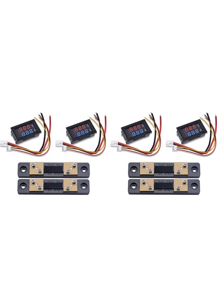 4pcs 0.28 Inç Dijital Volt Amp Voltmetre Ampermetre Metre Dc 100V 50A 3 Bit Voltaj Akım Test Cihazı 50A 75MV Şönt (Yurt Dışından)