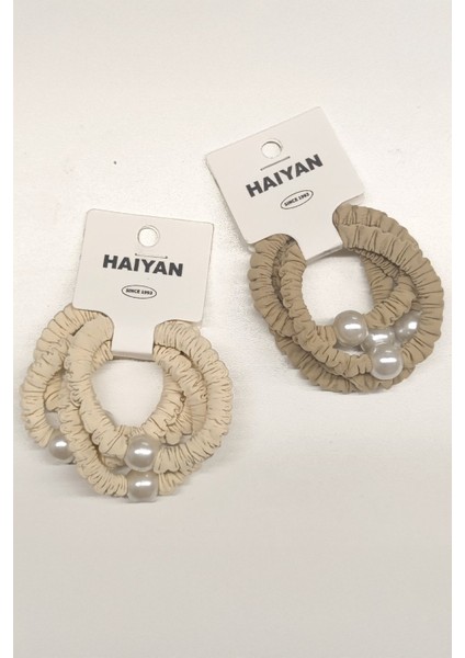 Boncuklu Kumaş Saç Lastiği (4 Adet)