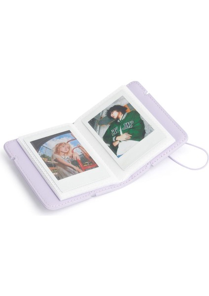Instax Mini 28'li Lila PVC Kaplama Fotoğraf Albümü – 8x6 cm, Kompakt, Taşınabilir, Yastıklı Koruma