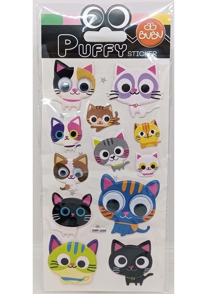 Bu-Bu Puffy Stickers Oynar Gözlü Kedi