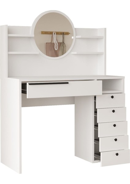 Ocean Makyaj Masası Aynalı Çekmeceli Şifonyer Raf Beyaz ON30-W indirimleri