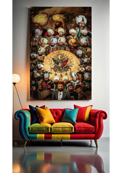 Osmanlı Padişahları Ev Duvar Salon Güzellik Salonu Ofis Dükkan Dekarasyon Kanvas Tablo