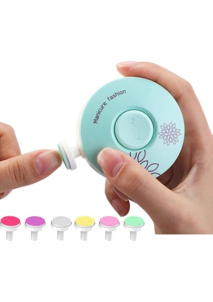 Bebek ve Çocuk Elektrikli Tırnak Törpüsü Seti – Sessiz Motor, Yenidoğanlar için Güvenli, 6 Başlık, 1 AA Pil ile Çalışır modelleri