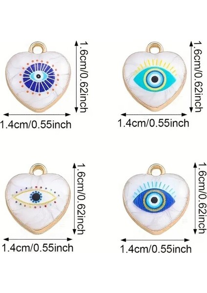 8 Adet Şeytan Gözü Kalp Boncukları - Kendin Yap Dıy Takı fiyatları