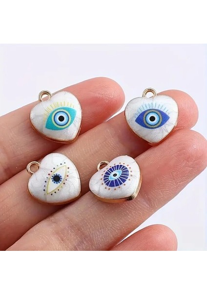 8 Adet Şeytan Gözü Kalp Boncukları - Kendin Yap Dıy Takı fırsatları