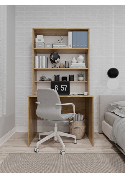 Asra Trend %100 Mdflam Raflı Çalışma Masası Bilgisayar Ofis Ders Masası Çm-03
