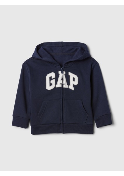 Erkek Bebek Lacivert Gap Logo Fermuarlı Sweatshirt