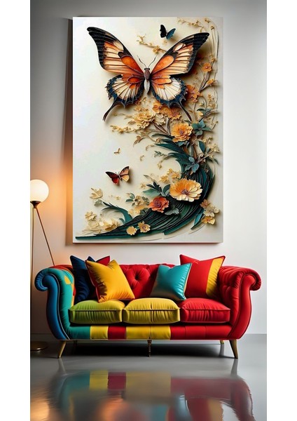 Soyut Sanatsal Kelebek Ix Ev Duvar Salon Güzellik Salonu Ofis Dükkan Dekarasyon Kanvas Tablo