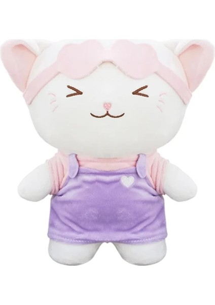 28 cm Giysili Kedi Kalpli Peluş Oyuncak (Mor Kıyafet) fiyatları