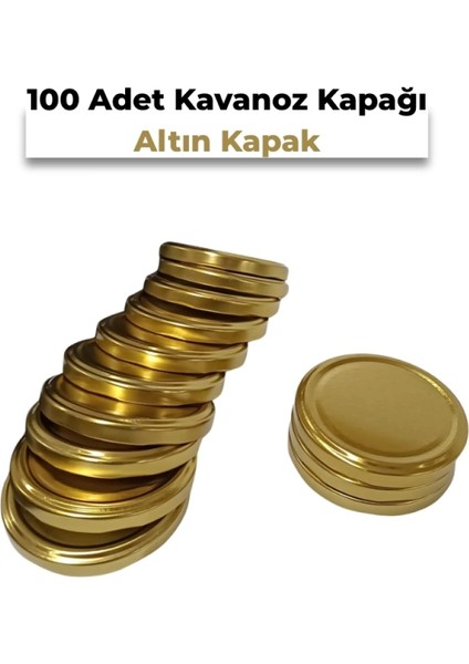 Konserve Kavanoz Kapağı 100 Adet 82MM Altın Kapak