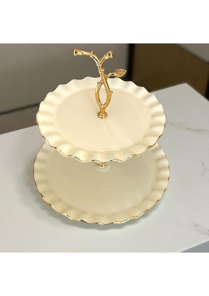 Glore Solid Krem Wavy Altın Yaldızlı 6 Kişilik 34 parça Pasta servis Takımı fırsatları