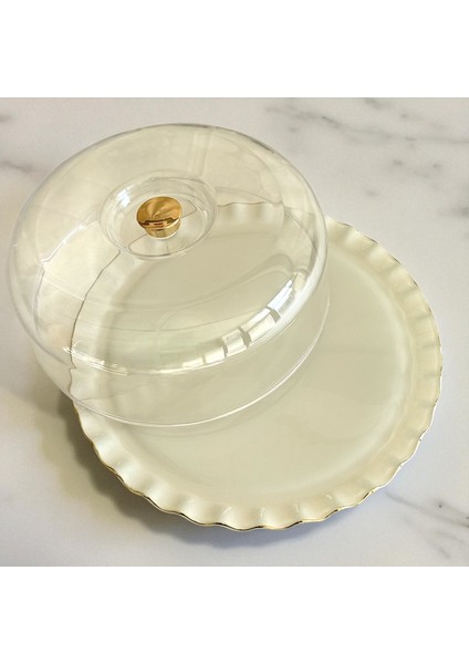 Glore Solid Krem Wavy Altın Yaldızlı 6 Kişilik 34 parça Pasta servis Takımı indirimleri