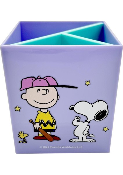 Snoopy Lisanslı Vintage Serisi 3 Bölmeli Kalemlik (Mor)