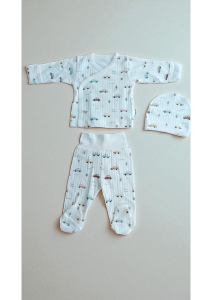3 Lü Bebek Zıbın Takımı 0-3 Ay %100 Pamuk Kendinden Eldivenli Şirin Desenli fiyatları
