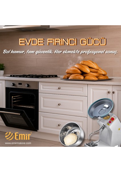 Emir 10 kg Hamur Yoğurma Makinesi – Ev Tipi Ekmek ve Pizza Yoğurma Robotu, Güvenli Kapak Çocuk Dostu fırsatları