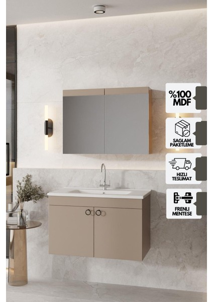 Dafne 85 Cm, Mdf Lavabolu Banyo Dolabı Seti, Mdf