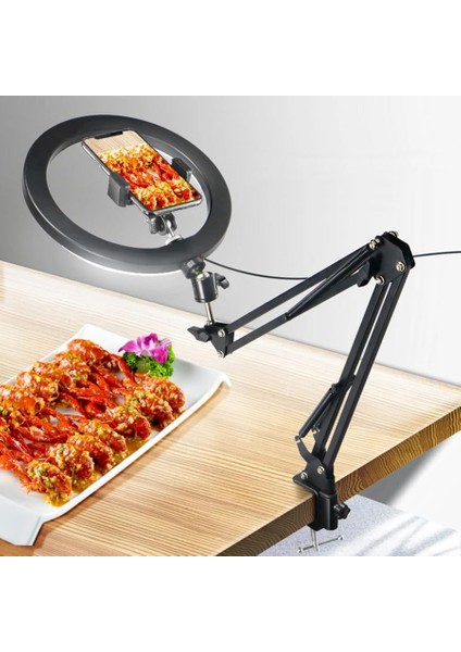Yayıncı Aydınlatma Kıskaçlı 10 Inch Youtuber Video , ürün Çekimi selfie ışığı LED Işıklı Halka Telefon Tutuculu HLK-012A
