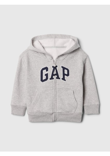 Erkek Bebek Gri Gap Logo Fermuarlı Sweatshirt