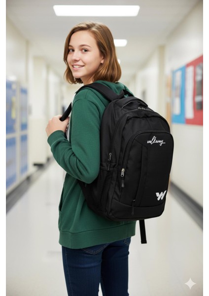 Kupra Sırt Çantası Siyah-Beyaz Unisex Okul Çantası