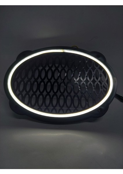 Beyaz-Oval Neon LED Hoparlör Kapağı Çiftli modelleri