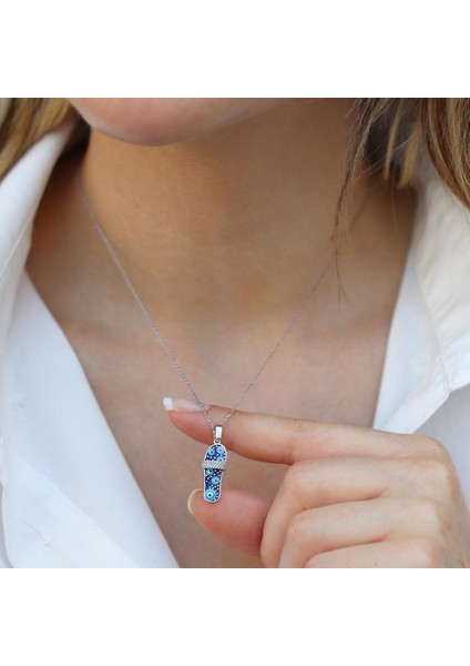 Nazar Boncuklu Terlik Gümüş Kolye modelleri