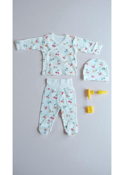 3 Lü Bebek Zıbın Takımı 0-3 Ay %100 Pamuk Kendinden Eldivenli Şirin Desenli fiyatları