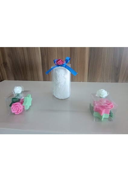 Taçlı Prenses Gül ve Yıldız Görünümlü Kokulu Doğal Beyaz Pembe Yeşil Renk 3lü Dekoratif Mum fiyatları