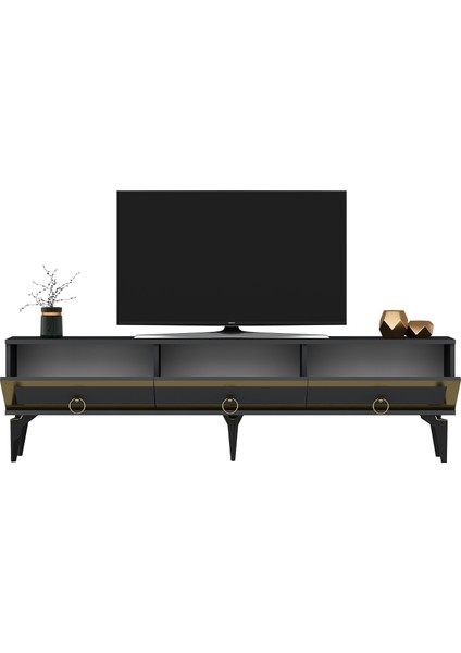 Ponnyct 180 cm Tv Sehpası Antrasit Altın fırsatları