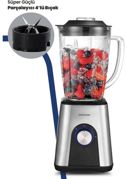GM-7247 Sürahili Smoothie Blender 1000 W 1,8 Lt – Buz Kırma Özellikli Güçlü ve Çok Amaçlı Mutfak Blenderı