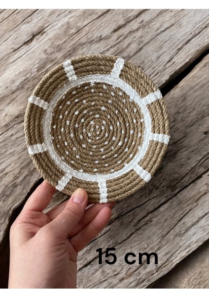 Beyaz 5'li El Yapımı Hasır Duvar Tabağı Seti – Şık ve Dekoratif Duvar Süsü Koleksiyonu