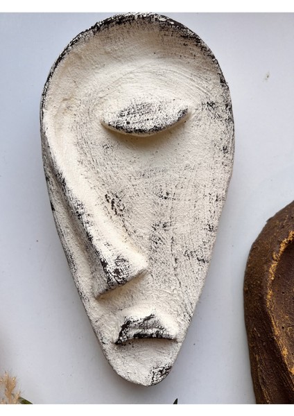 El Yapımı Soyut Yarım Yüz Maske Heykel 3'lü Set – Modern Duvar, Ev ve Ofis İçin Özel Tasarım Dekor fiyatları