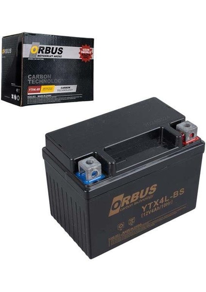 Orbus YTX4L-BS 12V 4A Motosiklet Aküsü (114 x 66 x 88 Mm) (1.6kg)