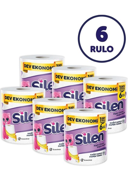 Kağıt Havlu 6’lı Dev Rulo (1=6 , 36 Rulo) modelleri