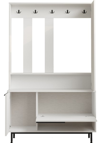 Portmanto Vestiyer Ayakkabılık Aynalı Metal Ayaklı Beyaz modelleri